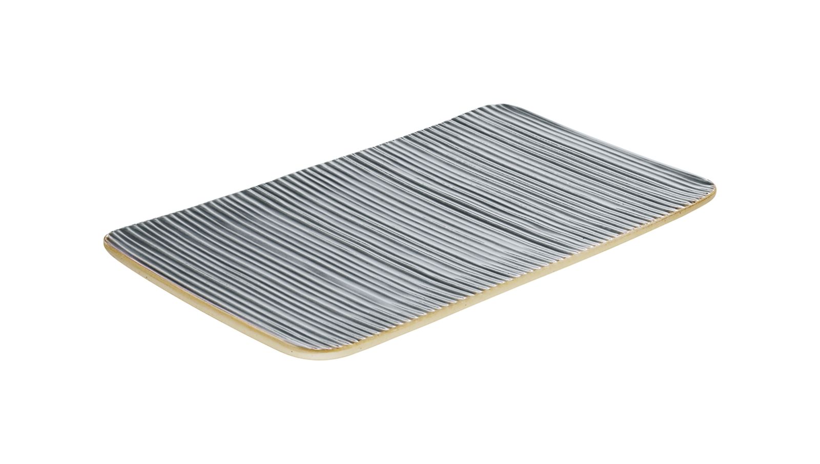 Platte eckig 30x18cm relief NARA grau