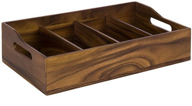Besteckbehälter 4 Fächer ACACIA 28x51cm H:13cm vintageweiß