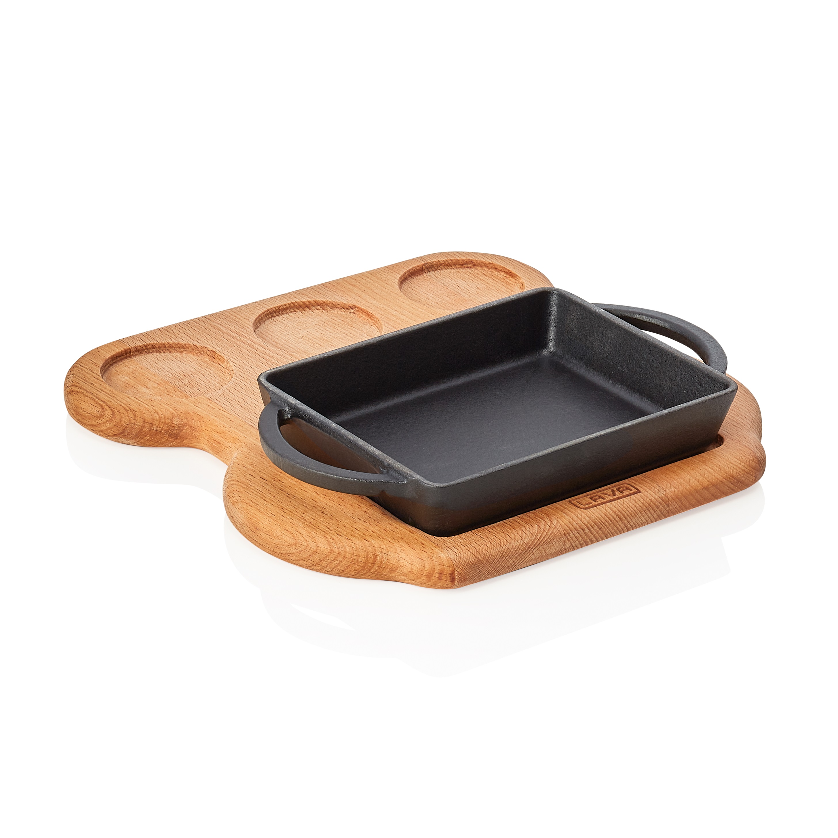 Servierplatte aus Holz mit Pfanne LAVA