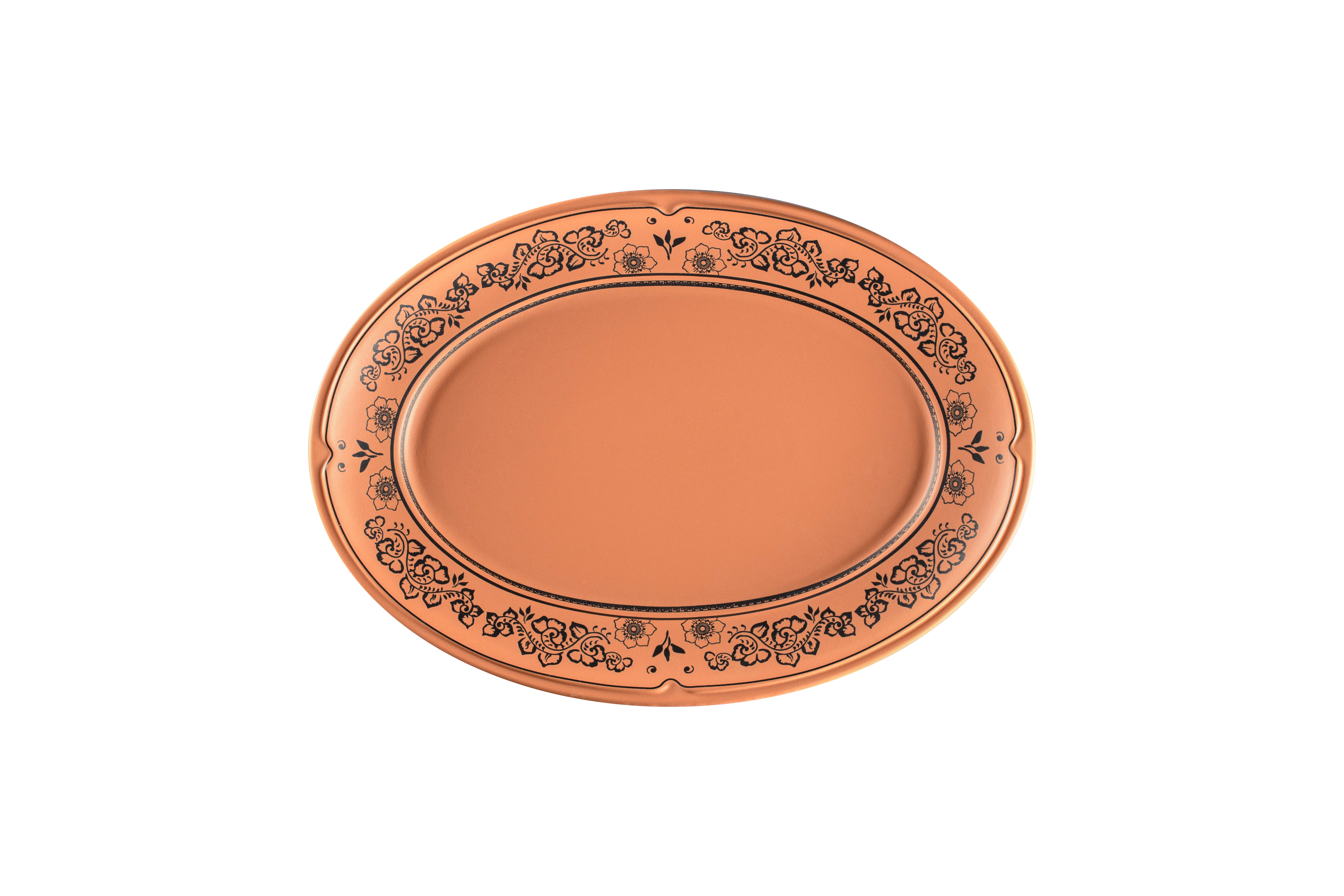 Teller oval 32x21x2,8cm TERO ALEXANDRIA decorated terracotta