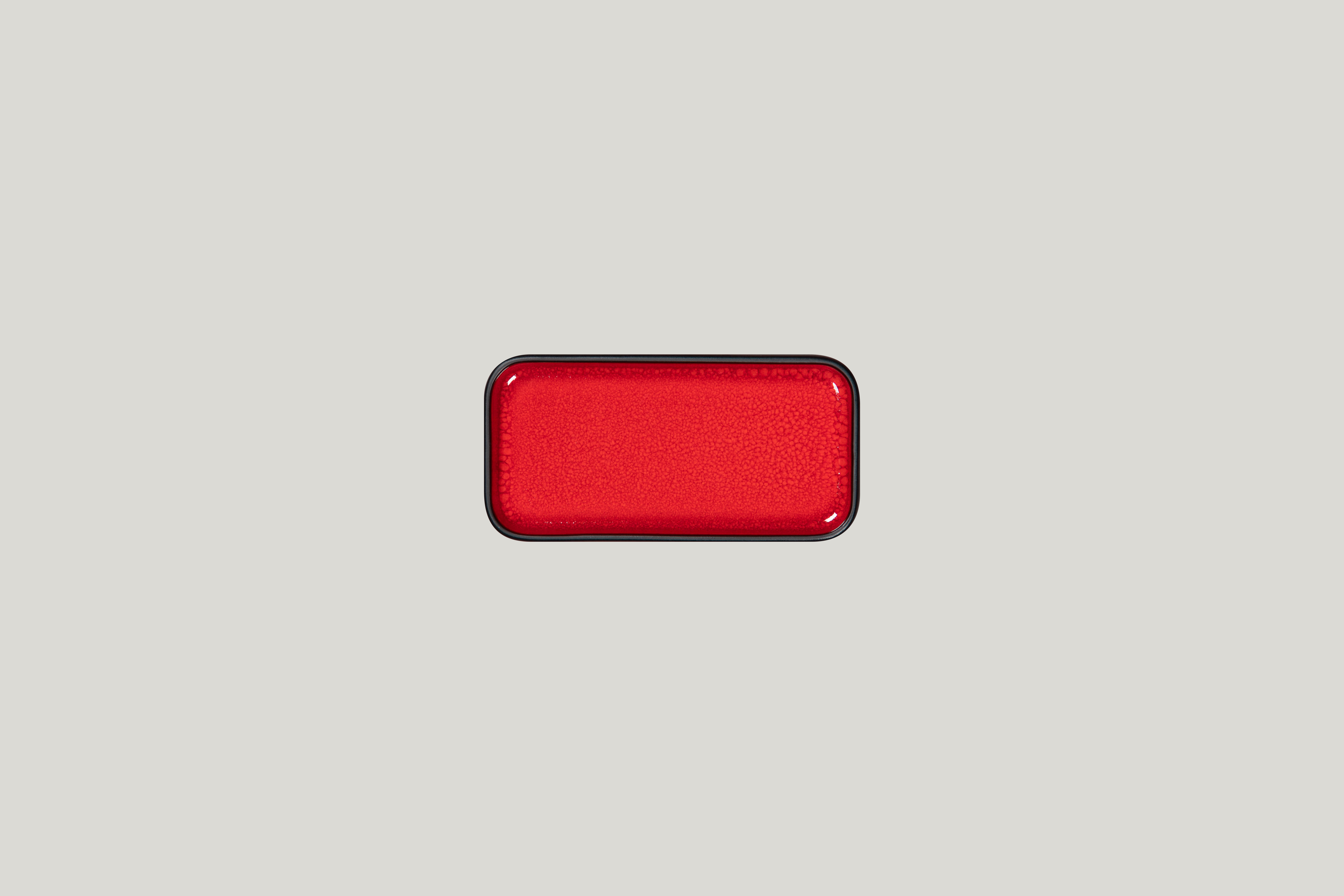 Teller flach rechteckig 16cx8x2,4cm Fractal FIRE red
