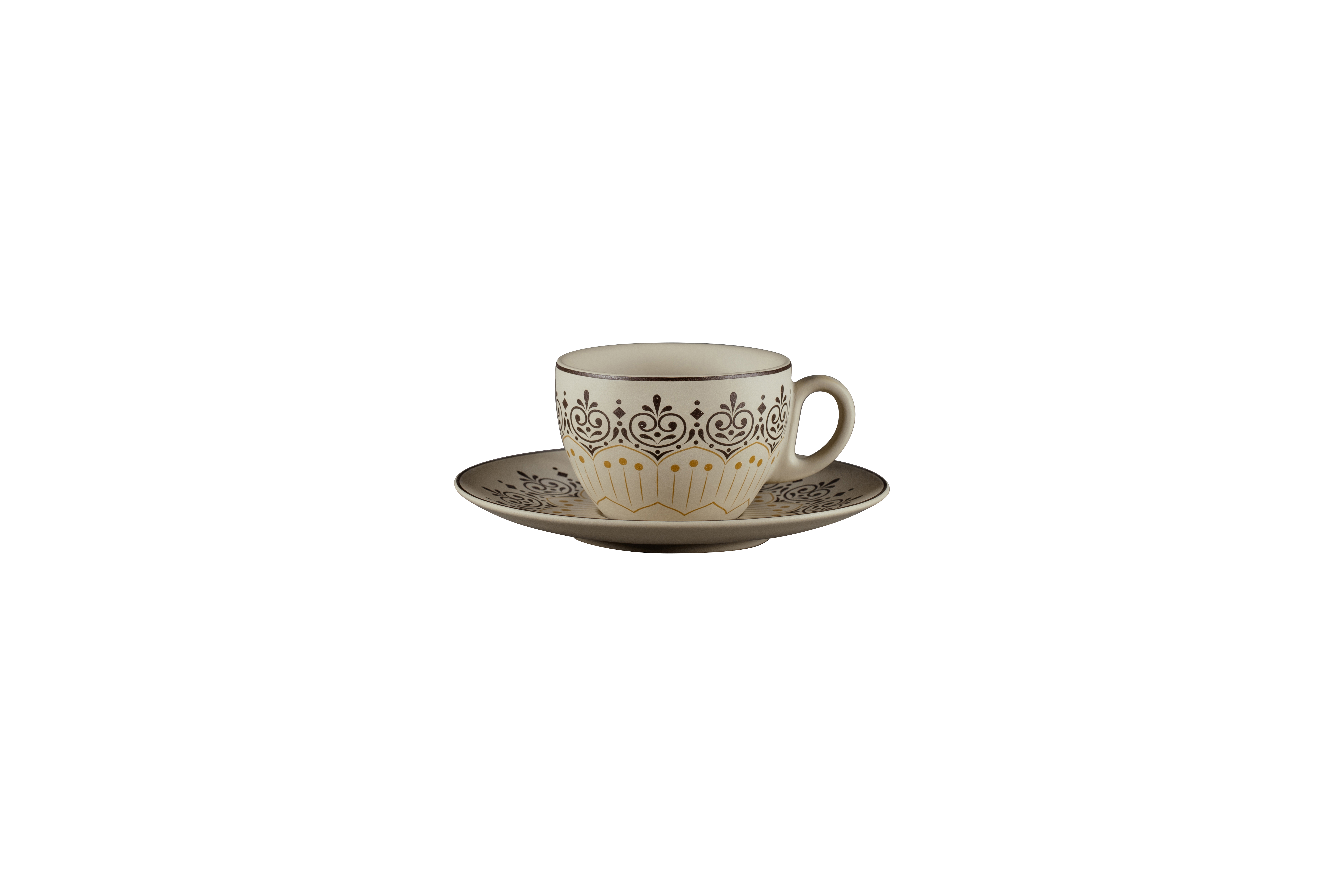 Milchkaffeeuntertasse Ø17cm H2cm ARGILA CARTAGENA decorated grey